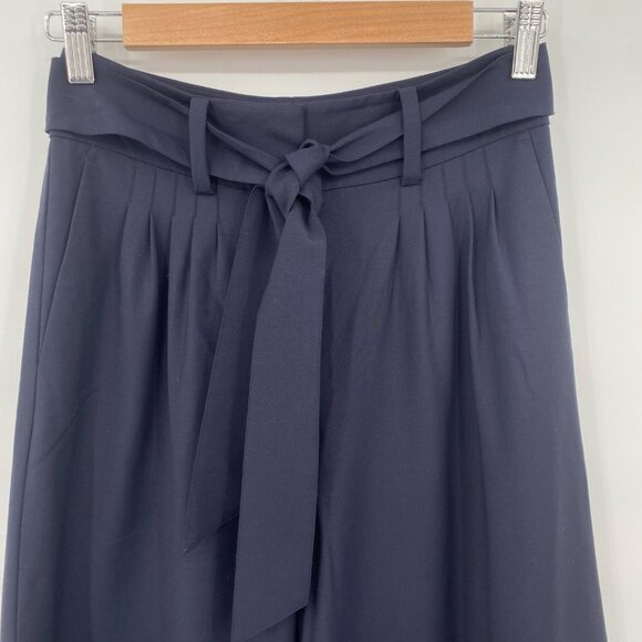 Olivia Polermo Chelsea28 Womens Navy Belted Wide Leg Wool Blend Palazzo Pants 0 - Picture 4 of 9